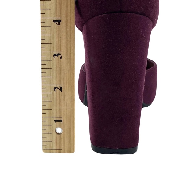 Hidden Platform Heels with Ankle Straps, Burgundy Ultra Suede, Bar III - Picture 4 of 16